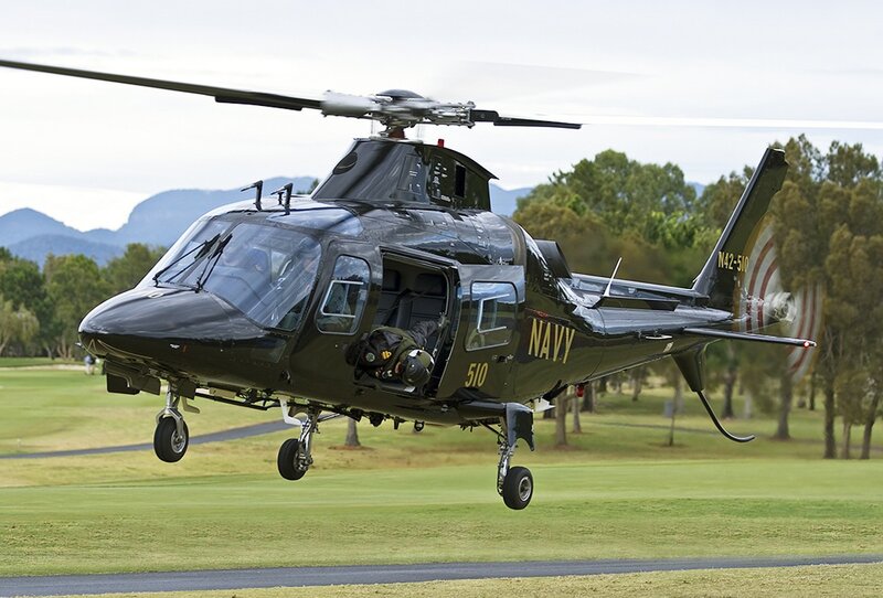Black Military Helicopter — Green, Calm, Afternoon