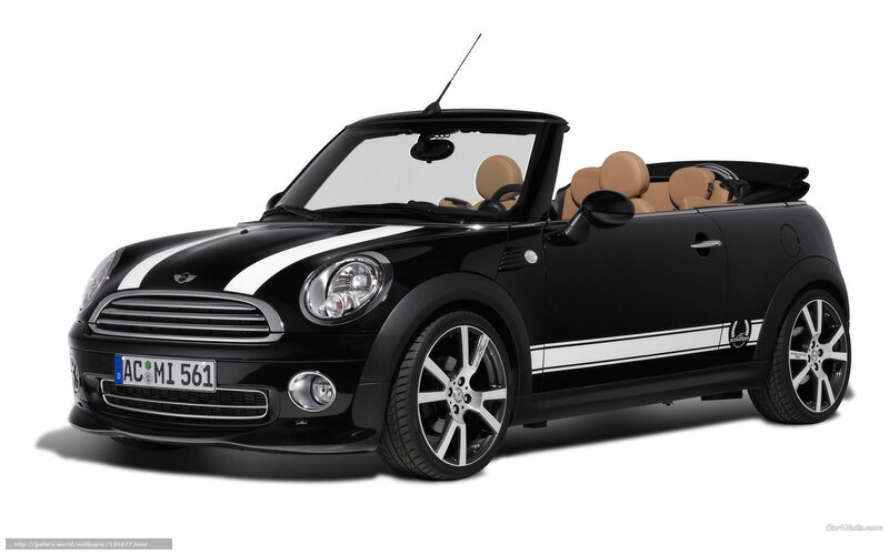 Black MINI Convertible with Stripes