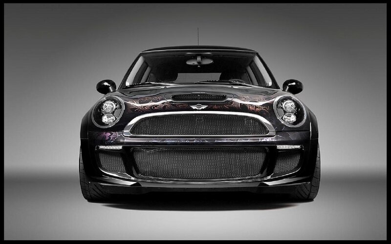 Black Mini Cooper Car — Dramatic, Photograph