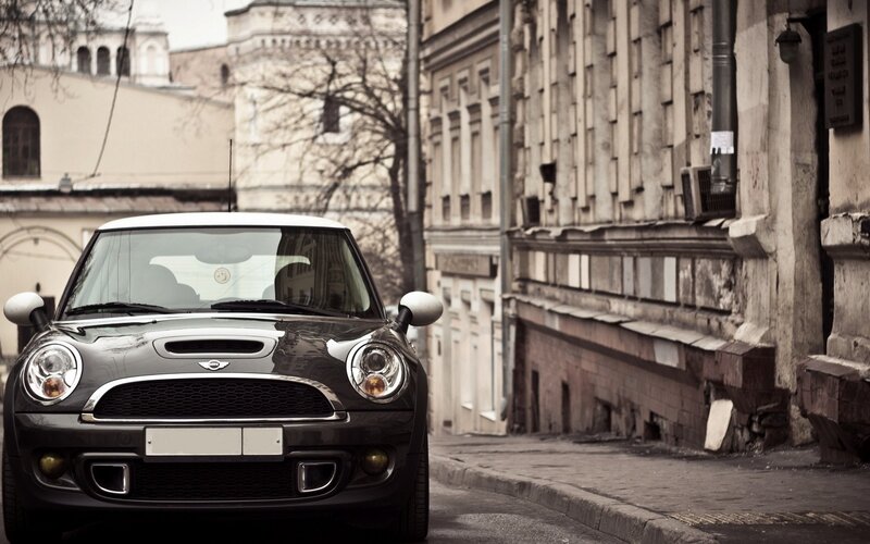 Black Mini Cooper Car — Gray, Urban