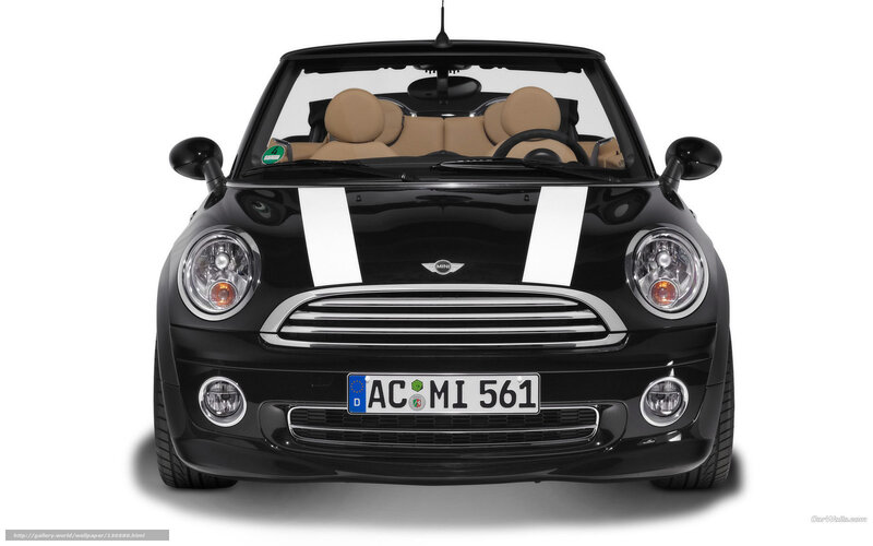Black Mini Cooper Car — Neutral, Photograph, Beige Seats