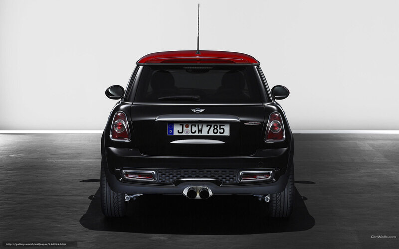 Black Mini Cooper Car — Neutral, Photograph, Red Roof, License Plate