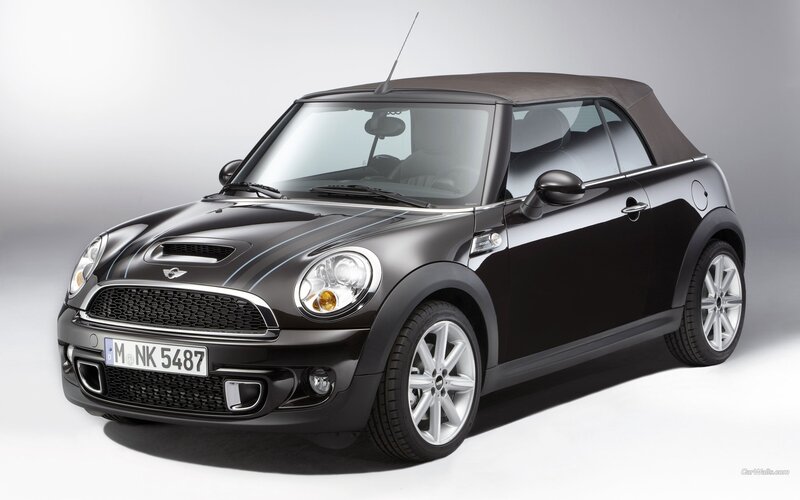 Black Mini Cooper Convertible — Neutral, Photograph, Car, Convertible Roof