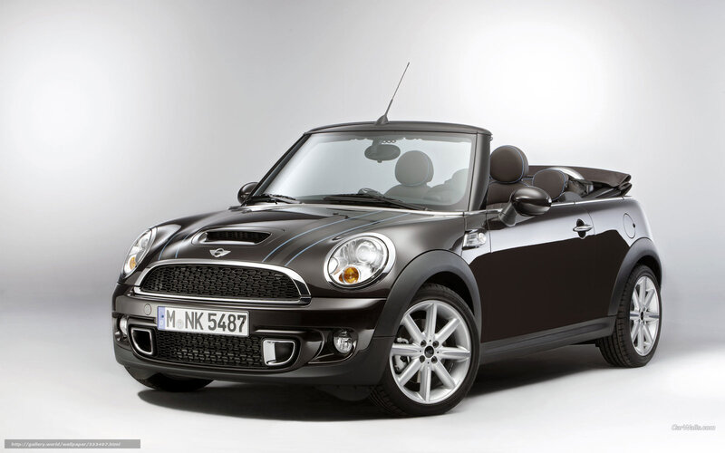 Black Mini Cooper Convertible — Neutral, Photograph, Car, Convertible Top