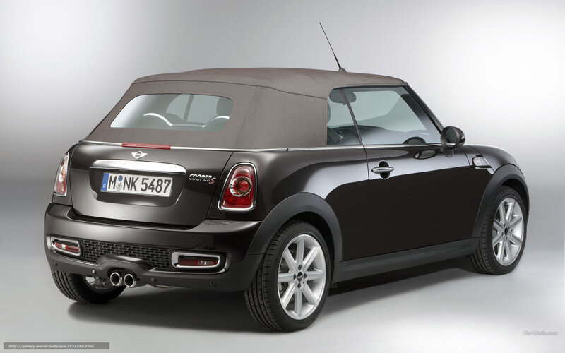 Black Mini Cooper Convertible — Neutral, Photograph, Convertible Top