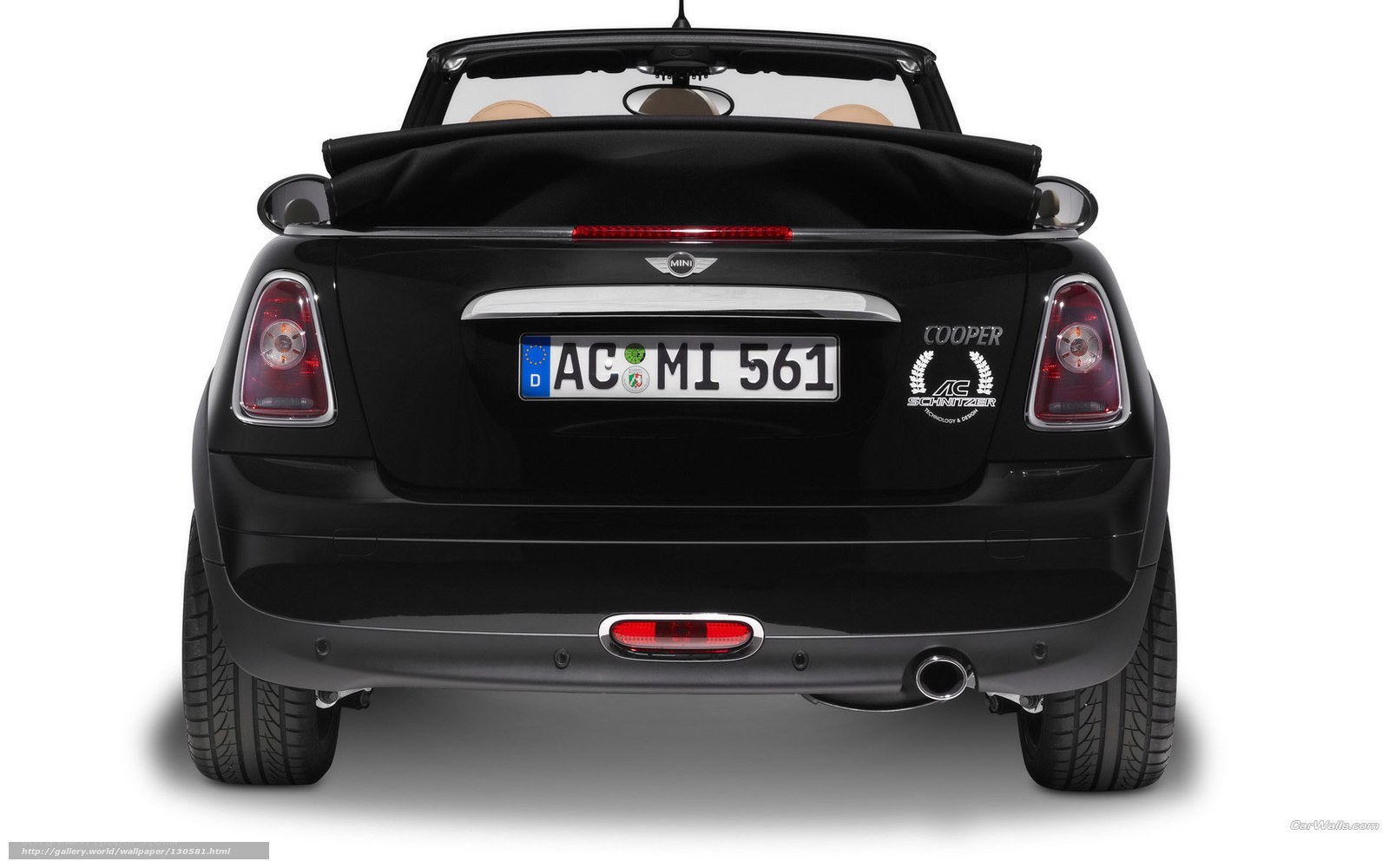 black mini cooper convertible rear view