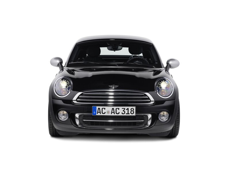 black mini cooper front view