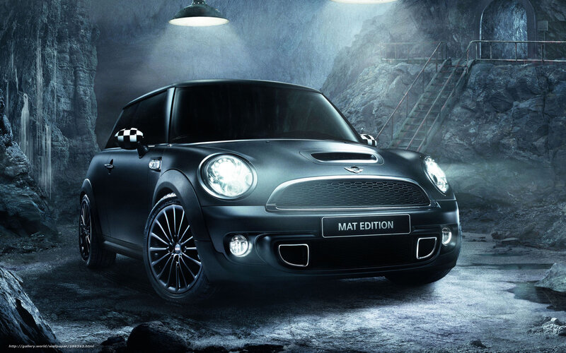 Black Mini Cooper in cave