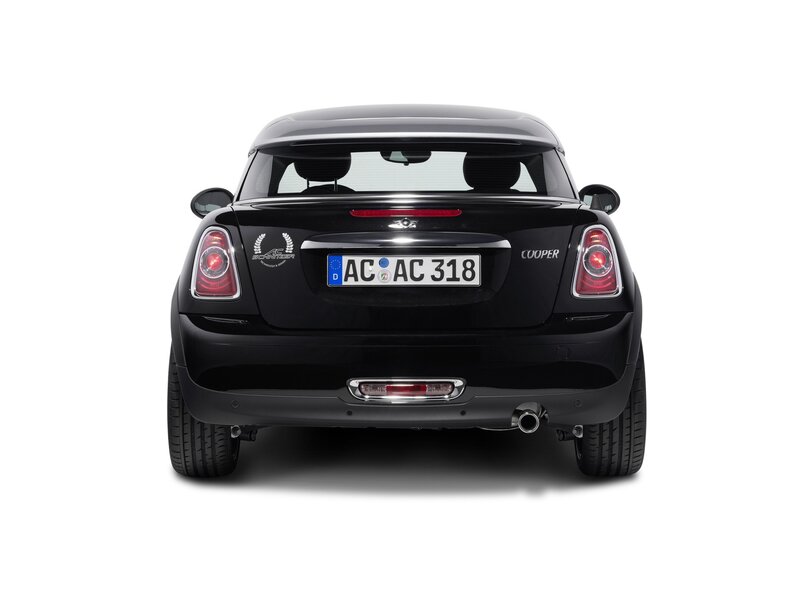 black mini cooper rear view