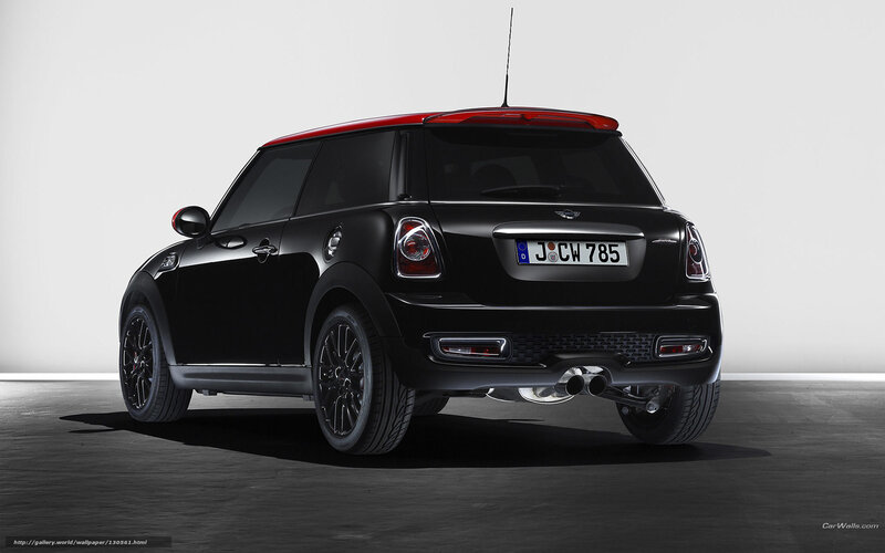 black mini cooper with red roof