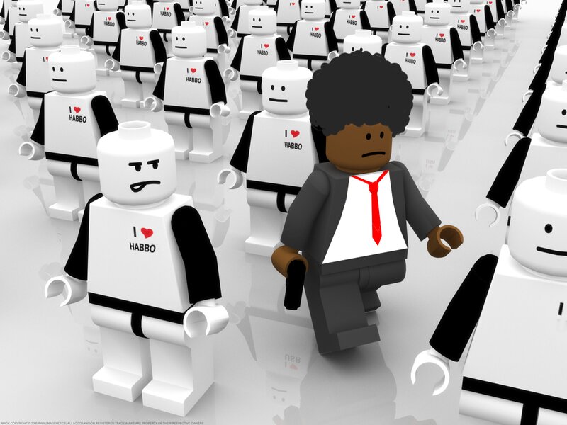 Black Minifigure in Crowd
