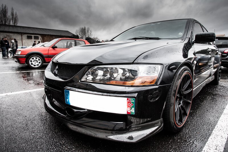 Black Mitsubishi Lancer — Dramatic, Winter