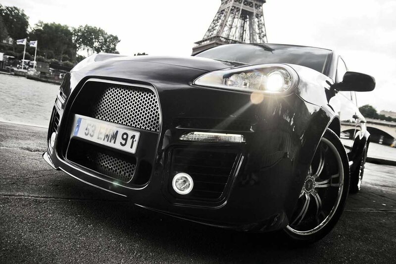 Black Modified Car — Dramatic, Afternoon, Photograph, Eiffel Tower, River
