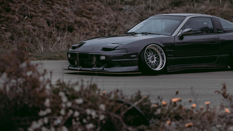 Black Modified Car — Dramatic, Autumn
