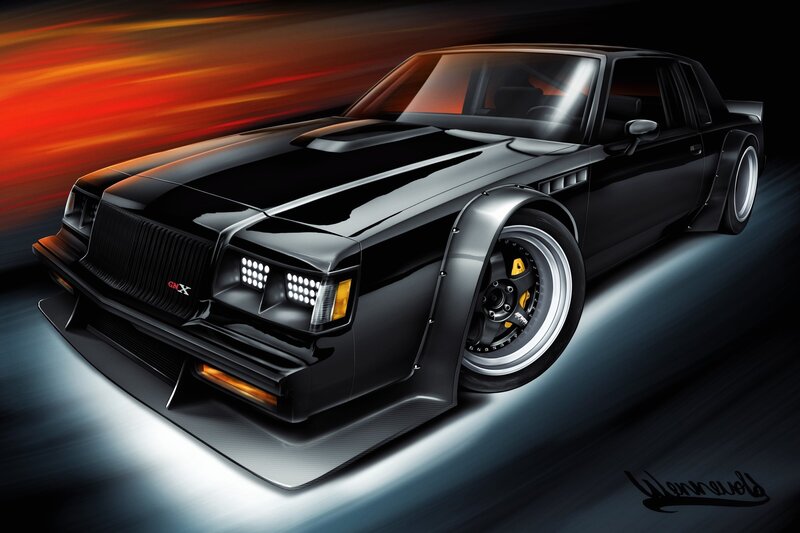 Black Modified Car — Dramatic, Digital Art