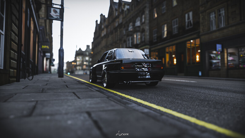 Black Modified Car — Dramatic, Night, Photograph, Street