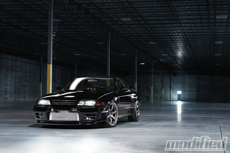 Black Modified Car — Dramatic, Night, Photograph