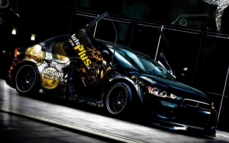 Black Modified Car — Dramatic, Night