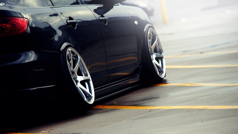 Black Modified Car — Dramatic, Photograph, Wheel, Asphalt