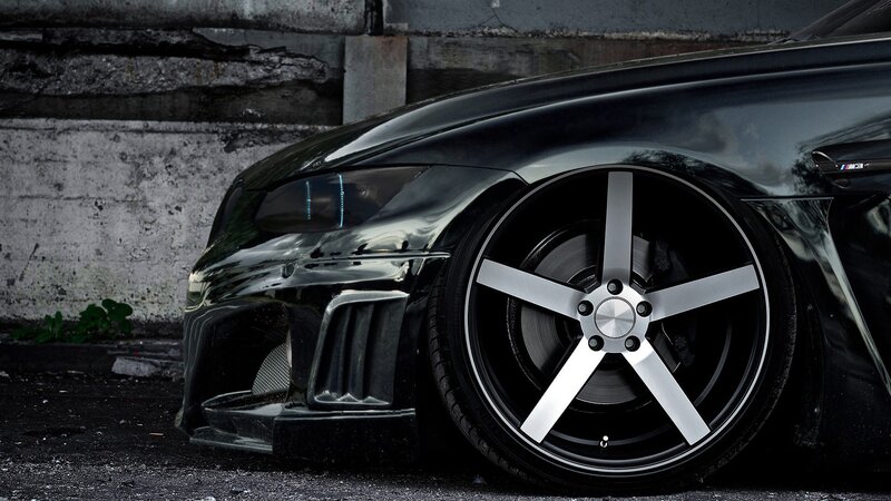 Black Modified Car — Dramatic, Photograph, Wheel, Fender, Wall