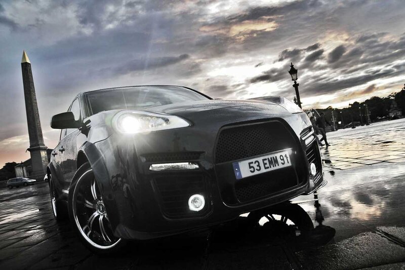 Black Modified Car — Dramatic, Sunset