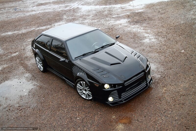 Black Modified Car — Dramatic, Winter