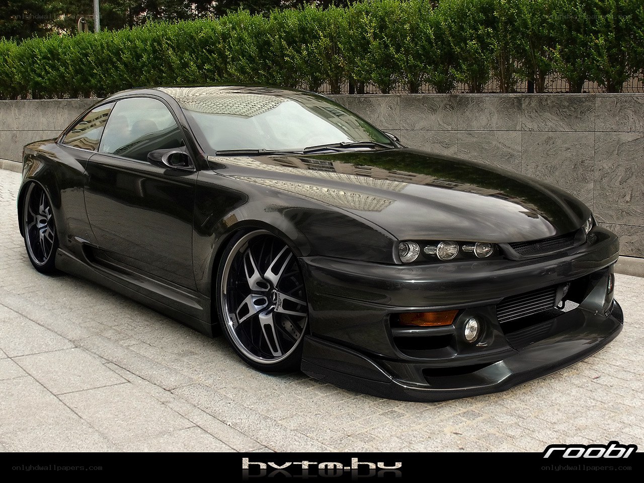 black modified coupe car