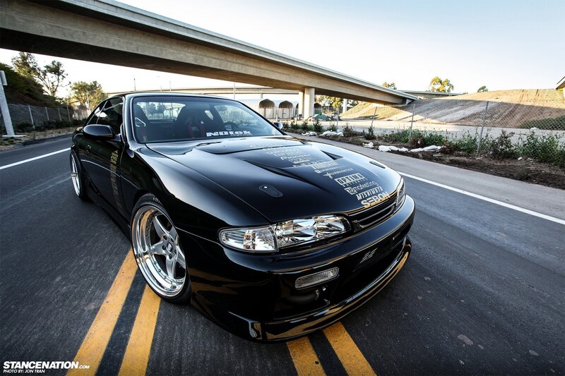 Black Modified Coupe — Dramatic, Afternoon, Photograph, Overpass