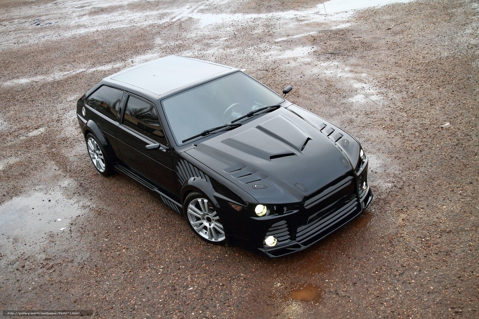 black modified hatchback car