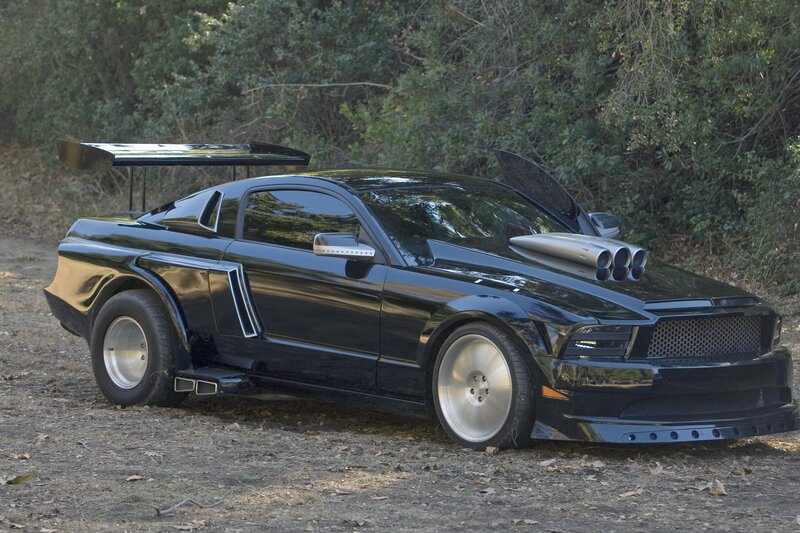 black modified muscle car
