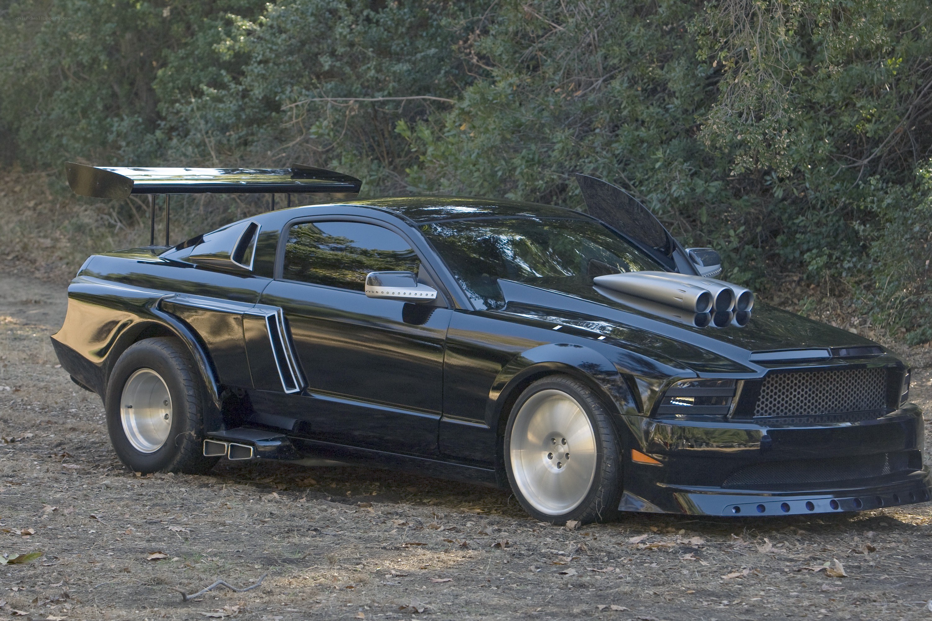 black modified muscle car