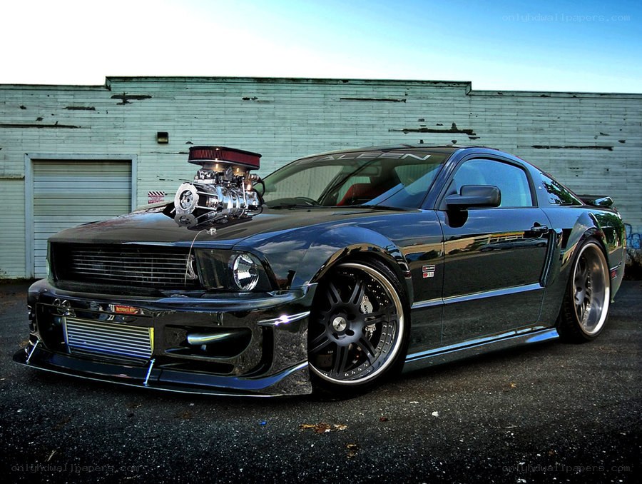 black modified mustang car