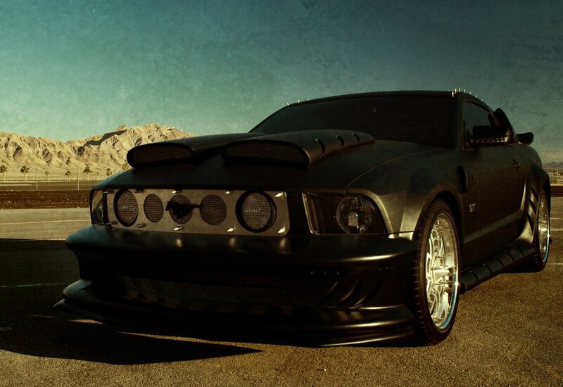 Black Modified Mustang — Dramatic, Afternoon, 3d Render