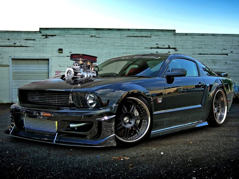 Black Modified Mustang — Dramatic, Afternoon, Photograph