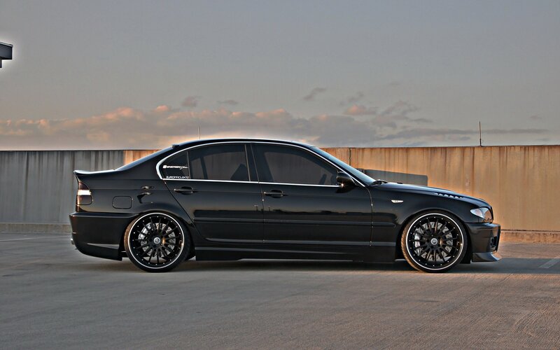 black modified sedan car