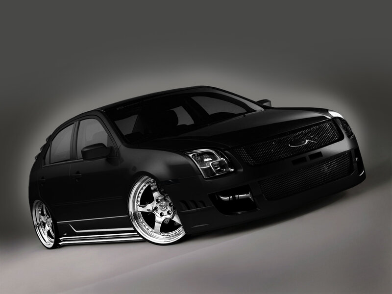 Black Modified Sedan — Dramatic, 3d Render