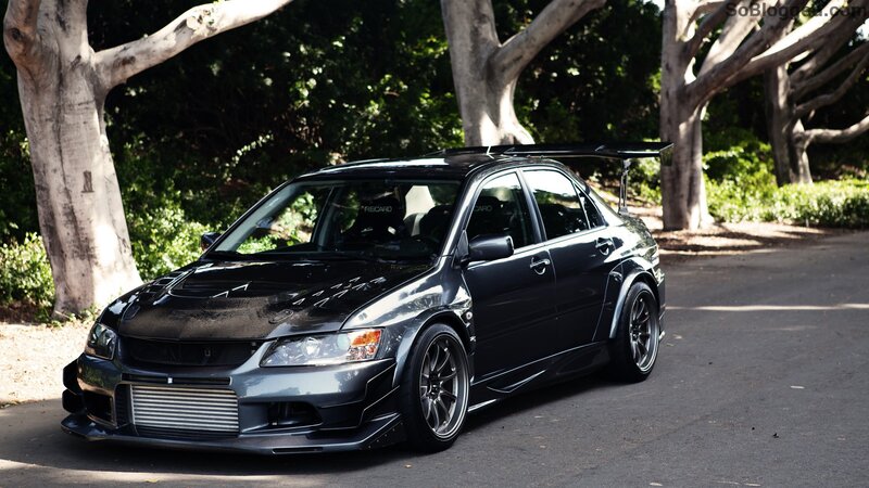 Black Modified Sedan — Dramatic, Afternoon, Photograph, Trees