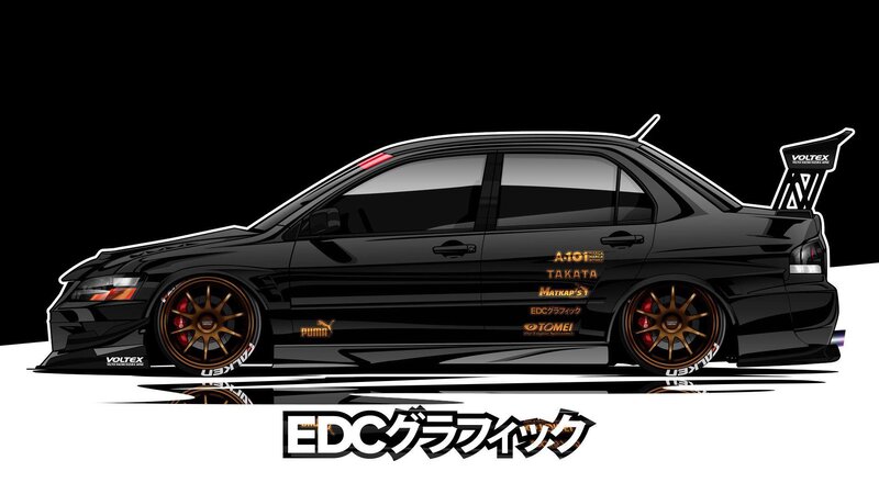 Black Modified Sedan — Dramatic, Digital Art