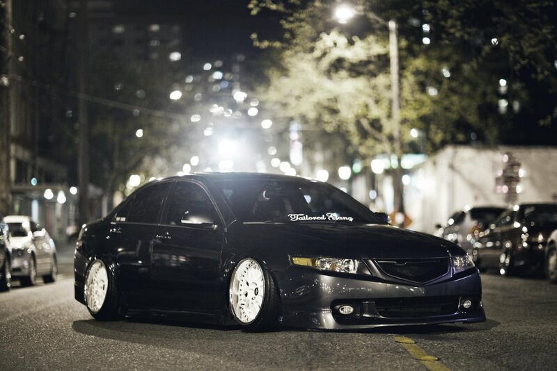 Black Modified Sedan — Dramatic, Night, Photograph, Car, Street