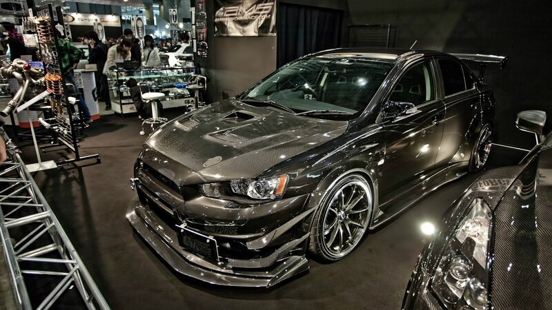 Black Modified Sedan — Dramatic, Night, Photograph