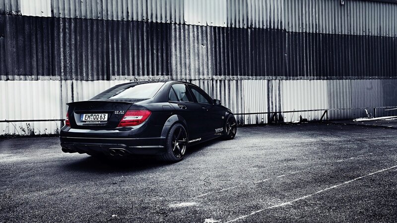 Black Modified Sedan — Dramatic, Photograph, Car, Building, Asphalt, Gray