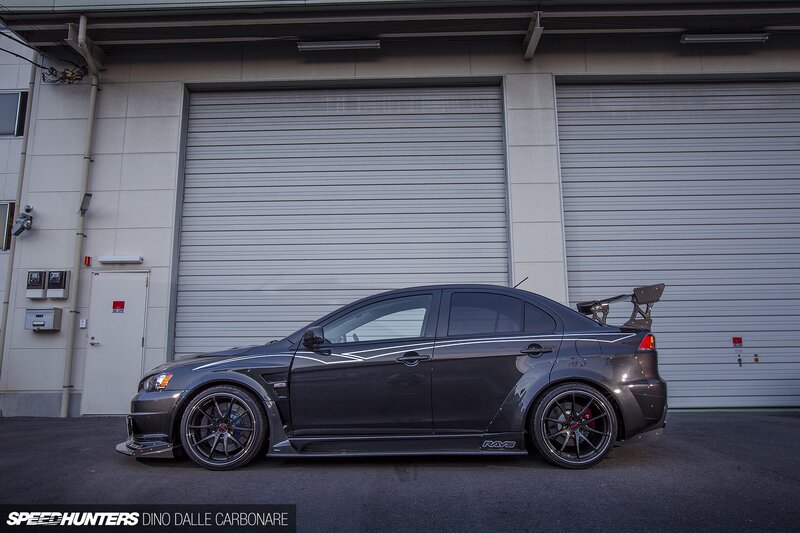 Black Modified Sedan — Gray, Dramatic, Photograph