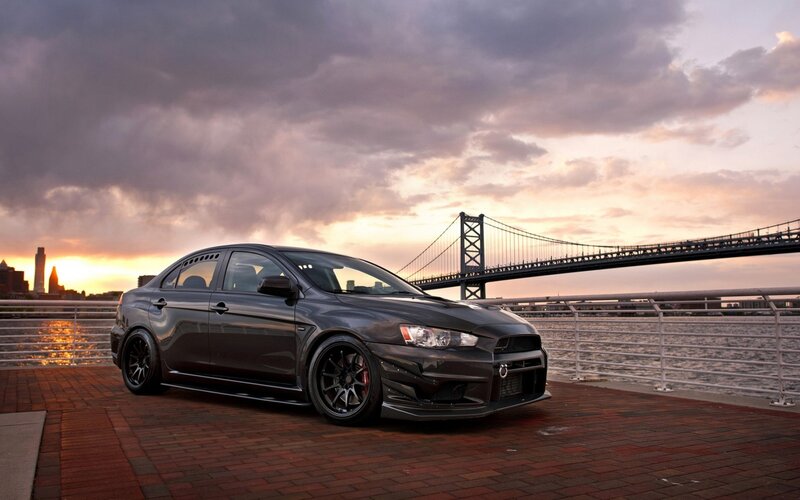 Black Modified Sedan — Gray, Dramatic