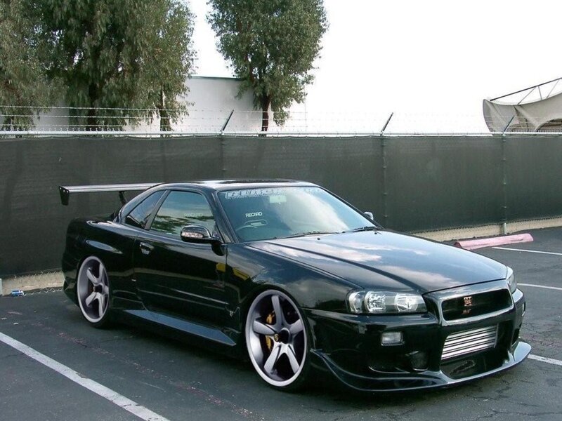 Black Modified Sports Car — Calm, Afternoon, Photograph, Tire