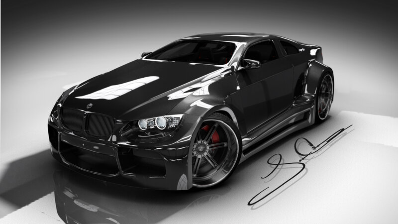 Black Modified Sports Car — Dramatic, 3d Render