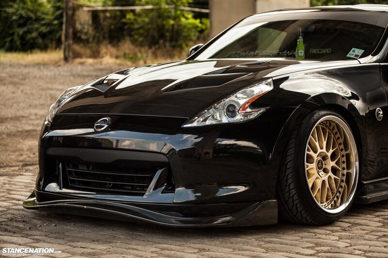 Black Modified Sports Car — Dramatic, Afternoon, Photograph, Carbon Fiber Hood