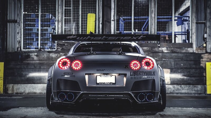 Black Modified Sports Car — Dramatic, Night, Photograph