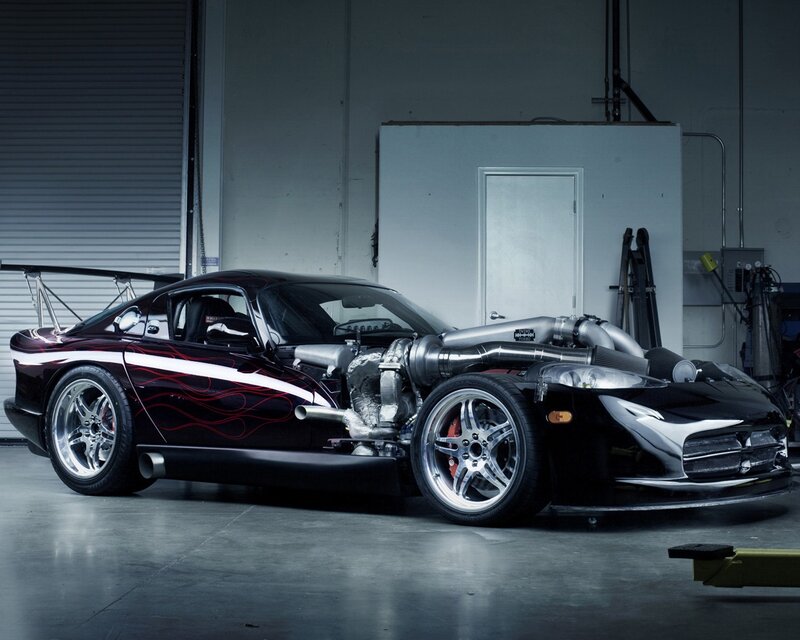 Black Modified Sports Car — Dramatic, Photograph