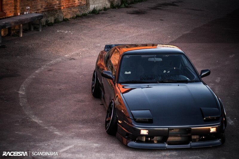Black Modified Sports Car — Dramatic, Sunset