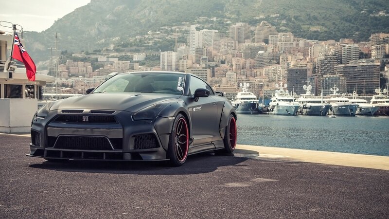 Black Modified Sports Car — Gray, Dramatic, Afternoon, Photograph